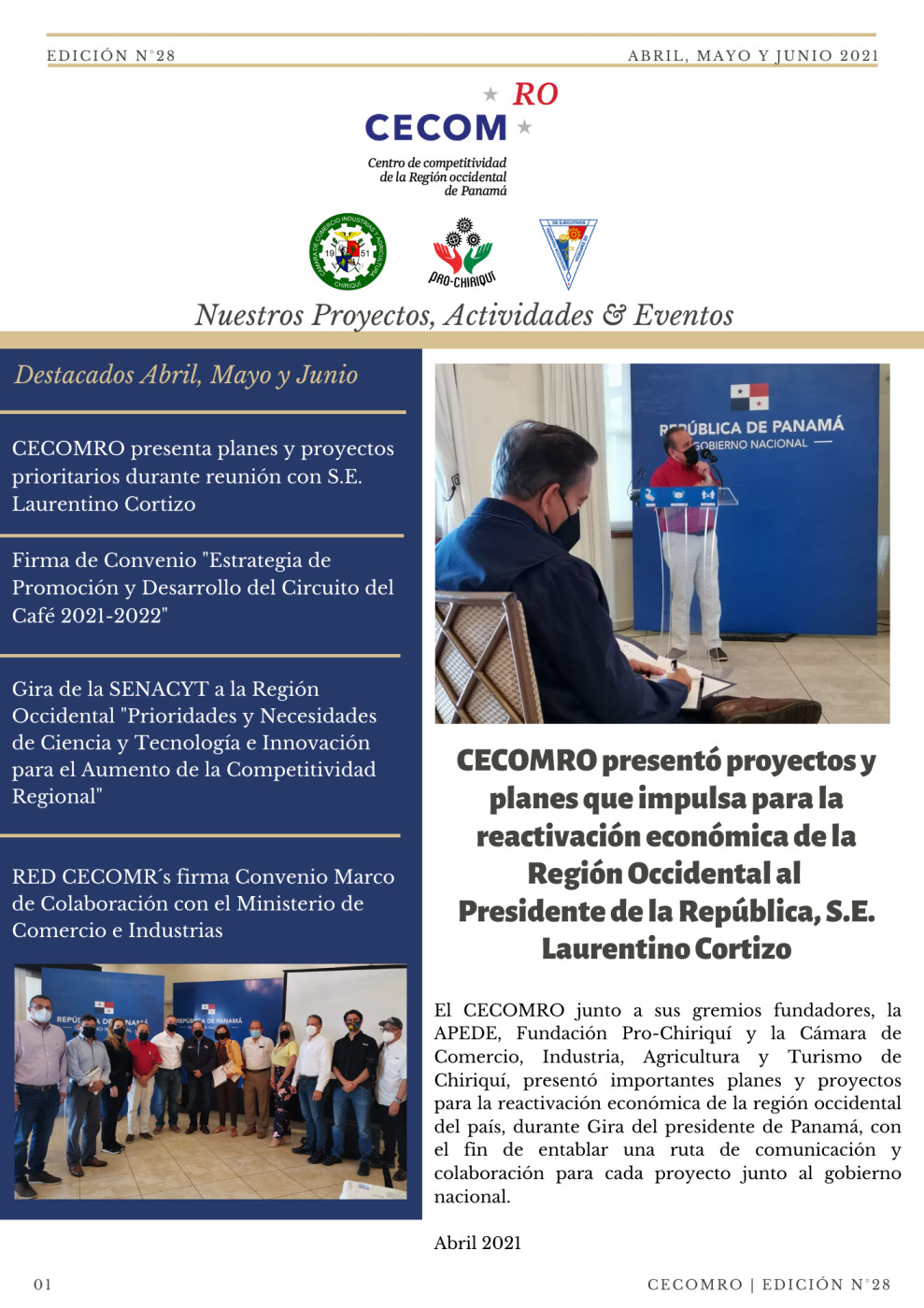 Boletín Informativo CECOMRO Abril, Mayo, Junio 2021