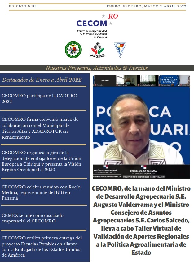 Boletín Informativo CECOMRO Enero, Febrero, Marzo, Abril 2022