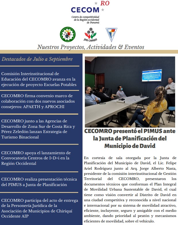 Boletín Informativo CECOMRO Julio, Agosto, Septiembre 2021