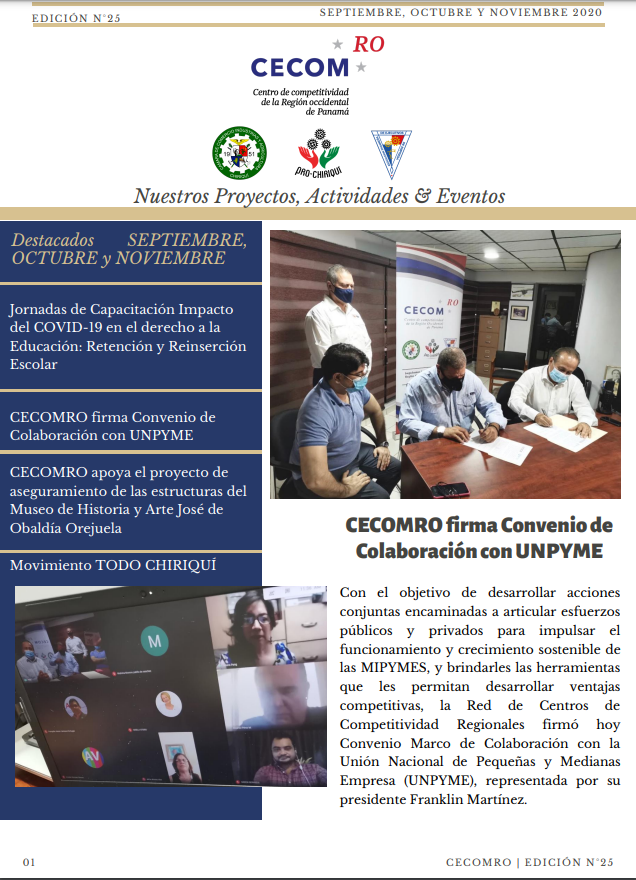 Boletín Informativo CECOMRO Septiembre, Octubre, Noviembre 2020